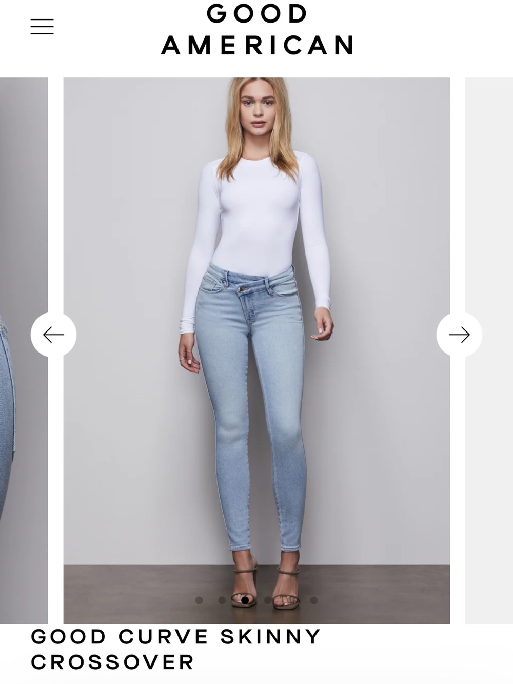 Good American Light Blue Skinny Crossover Jeans